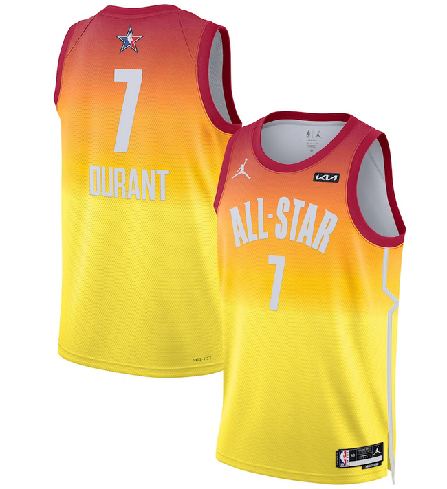 Men's 2023 All-Star #7 Kevin Durant Orange Game Swingman Stitched Basketball Jersey Men's 2023 All-Star #7 Kevin Durant Orange Game Swingman Stitched Basketball Jersey